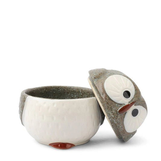 Lidded Container Owl Blue