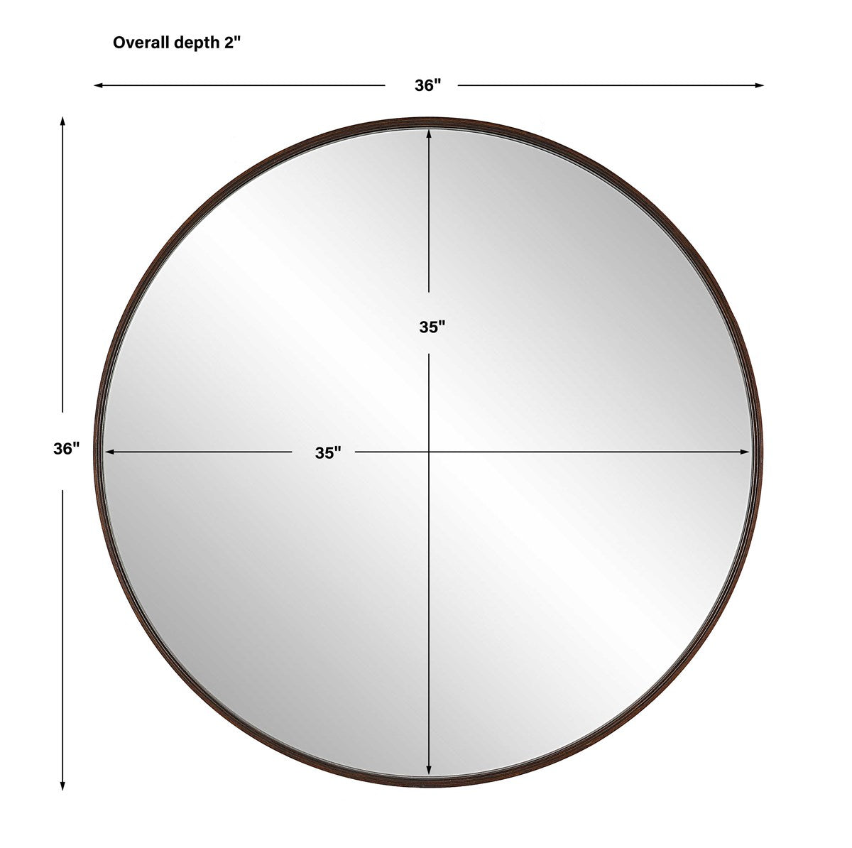 36" Round Wooden Mirror