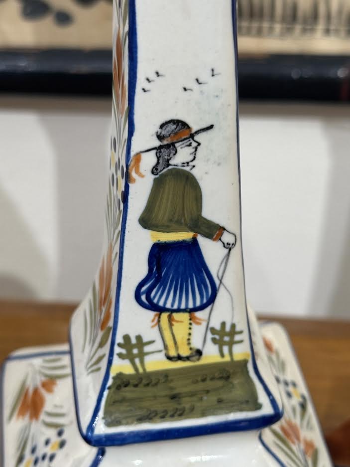 Pair of French Handpainted Candlestick Holders