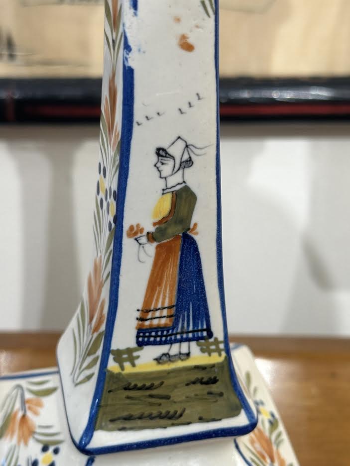 Pair of French Handpainted Candlestick Holders