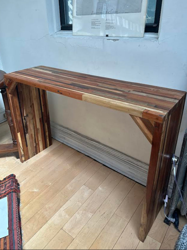 Narrow Striped Wood Console