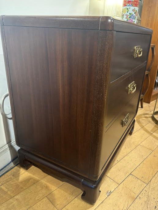 3 Drawer Bernhardt Campaign Style Dresser w/ Scratched Top