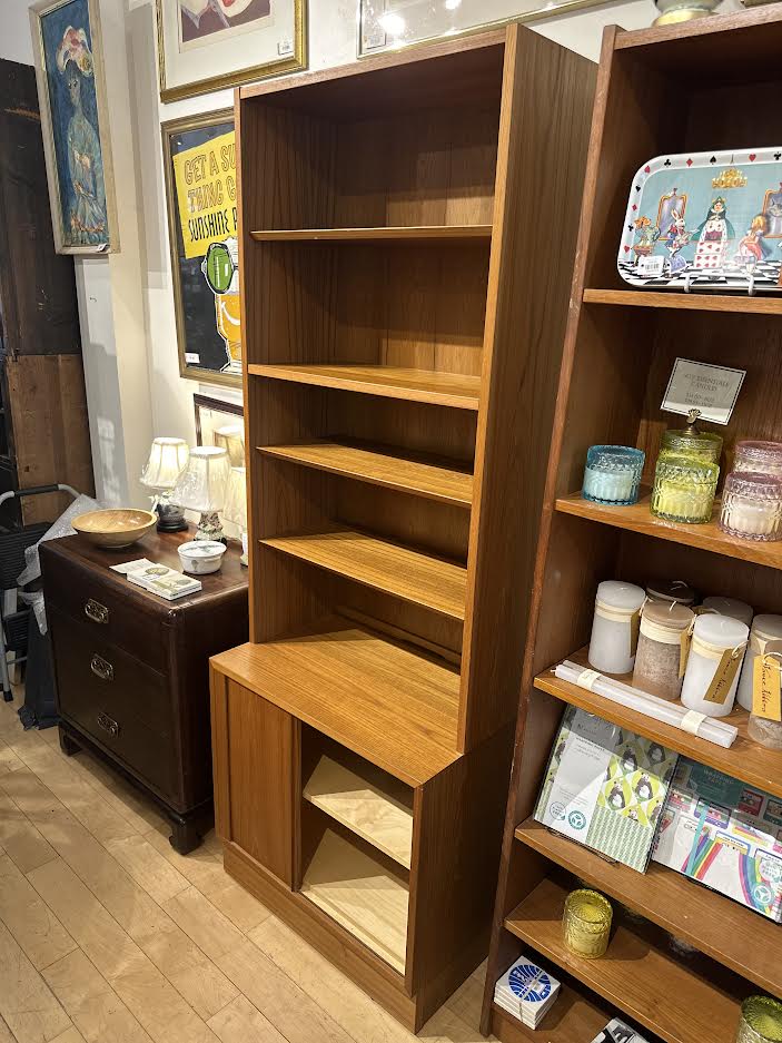 Danish Teak Bookcase with Tambour Door Cabinet