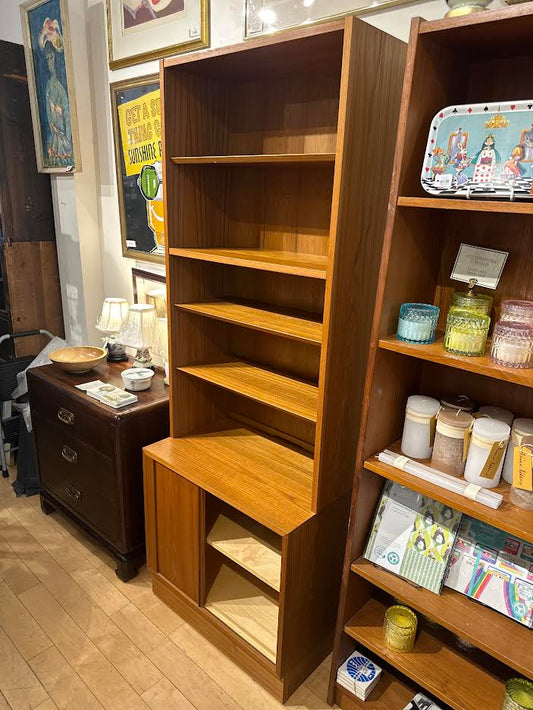 Danish Teak Bookcase with Tambour Door Cabinet