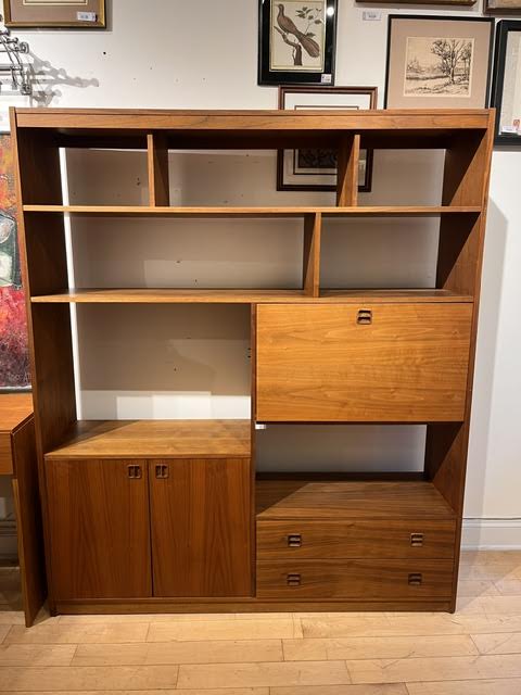 Mid Century Modern Bookshelf Bar/Desk Cabinet