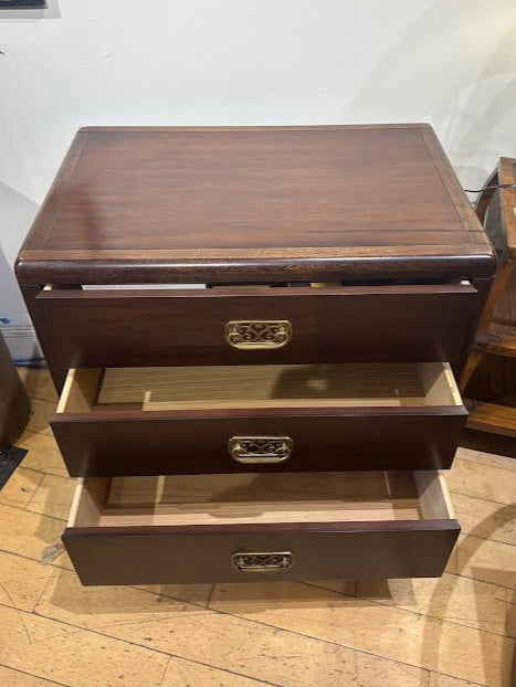 3 Drawer Bernhardt Campaign Style Dresser w/ Scratched Top
