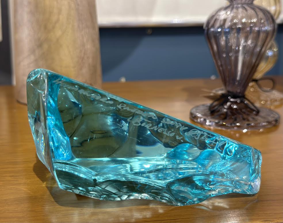 Signed Etched Owl in Glass