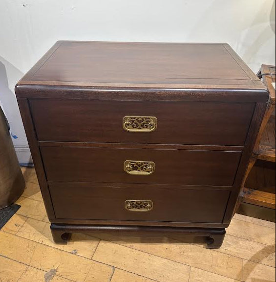 3 Drawer Bernhardt Campaign Style Dresser w/ Scratched Top