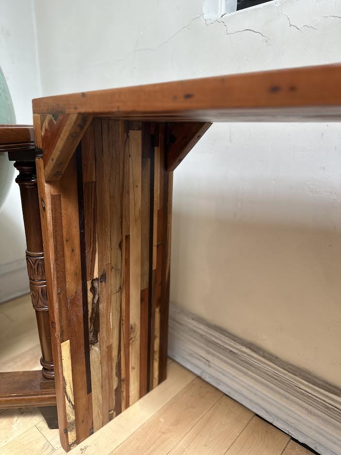 Narrow Striped Wood Console