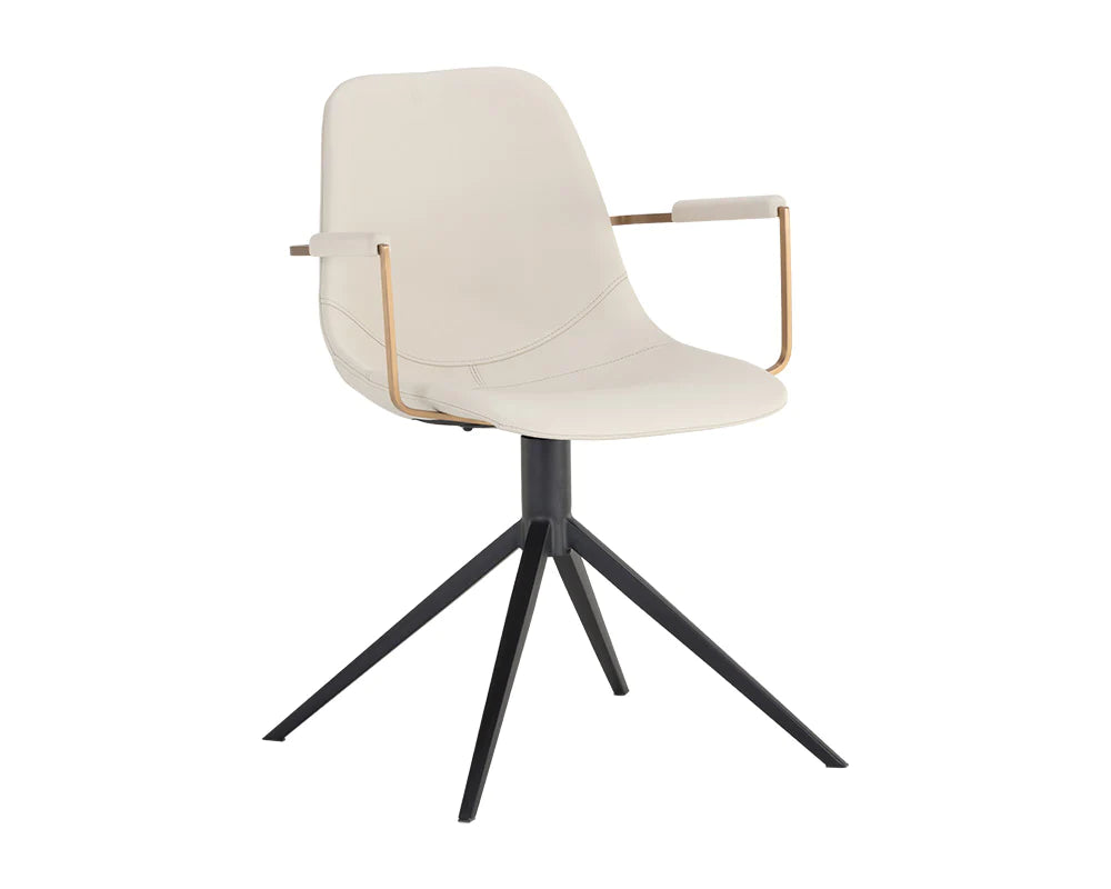 Fabric and Faux Leather Swivel Armchair