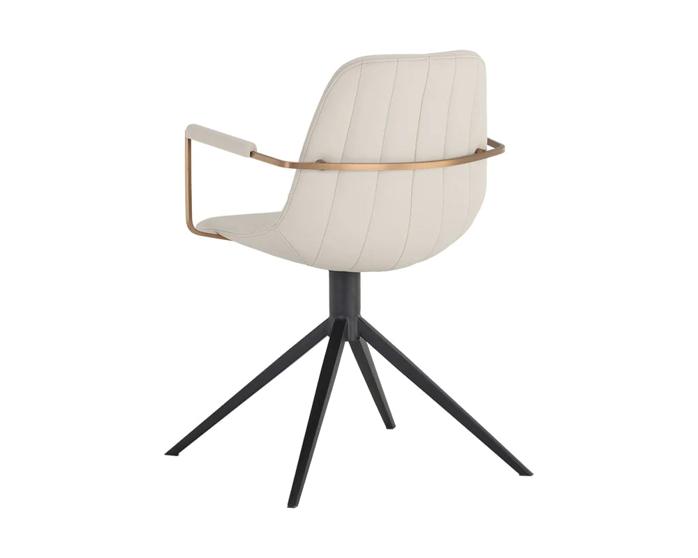 Fabric and Faux Leather Swivel Armchair