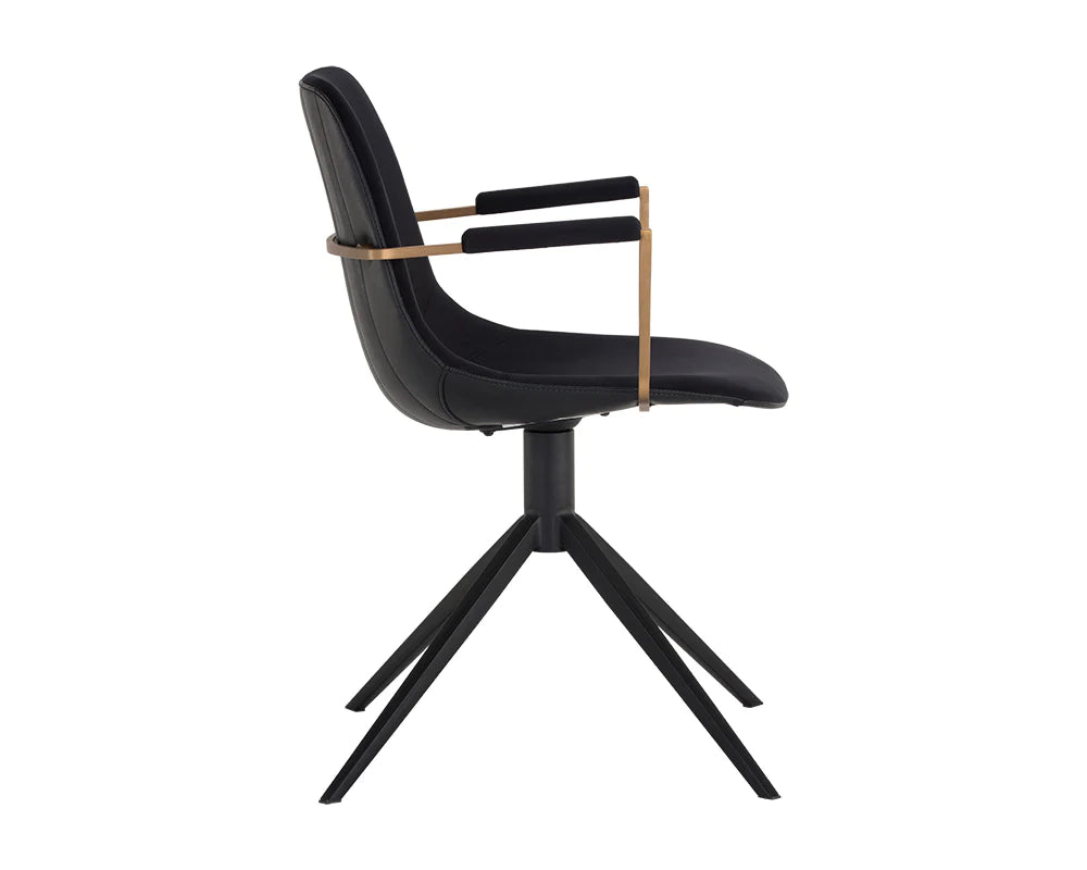 Fabric and Faux Leather Swivel Armchair