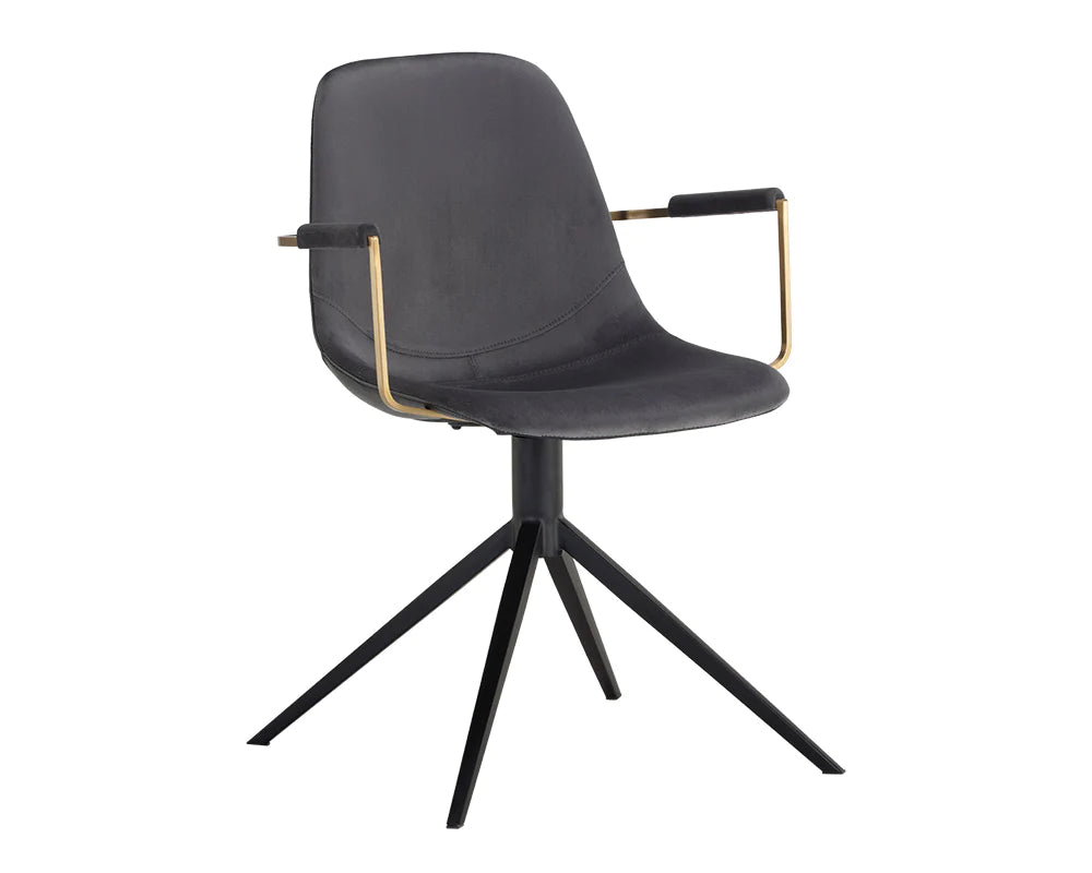Fabric and Faux Leather Swivel Armchair