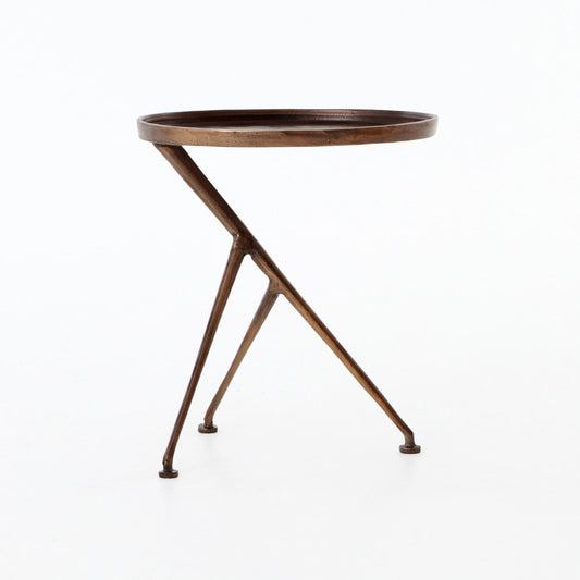 Asymmetrical Tripod Side Table- Rust