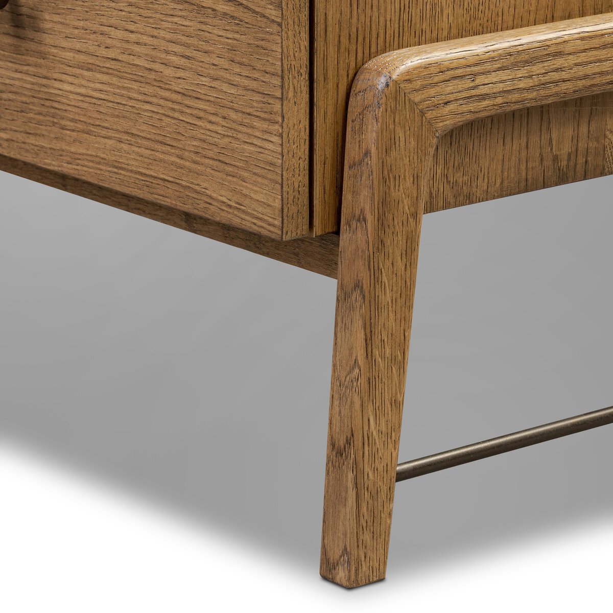 Amber Oak Tall Dresser with Leather Wrapped Pulls