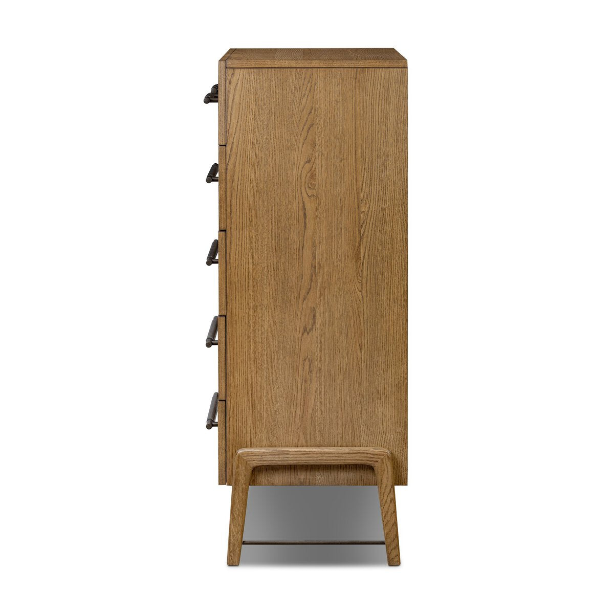Amber Oak Tall Dresser with Leather Wrapped Pulls