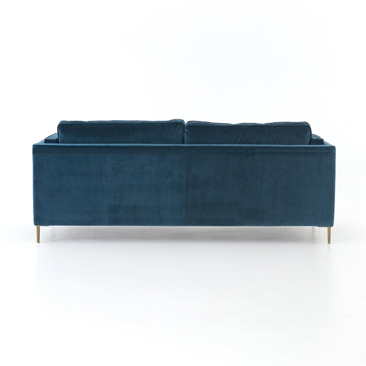 Distressed Velvet Sofa with Brass Legs