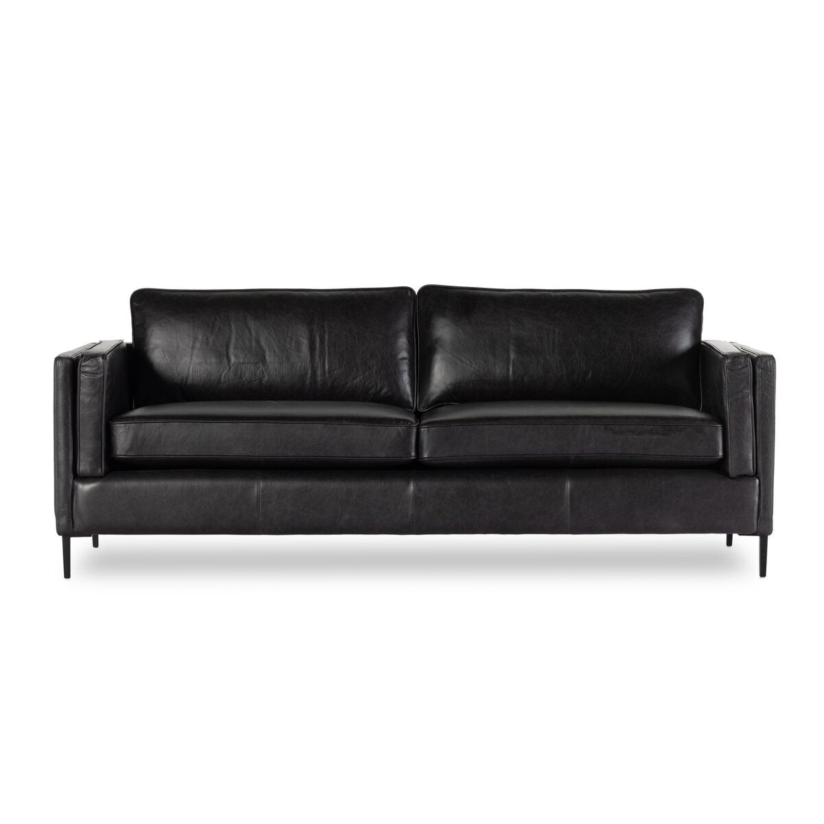 Distressed Velvet Sofa with Brass Legs