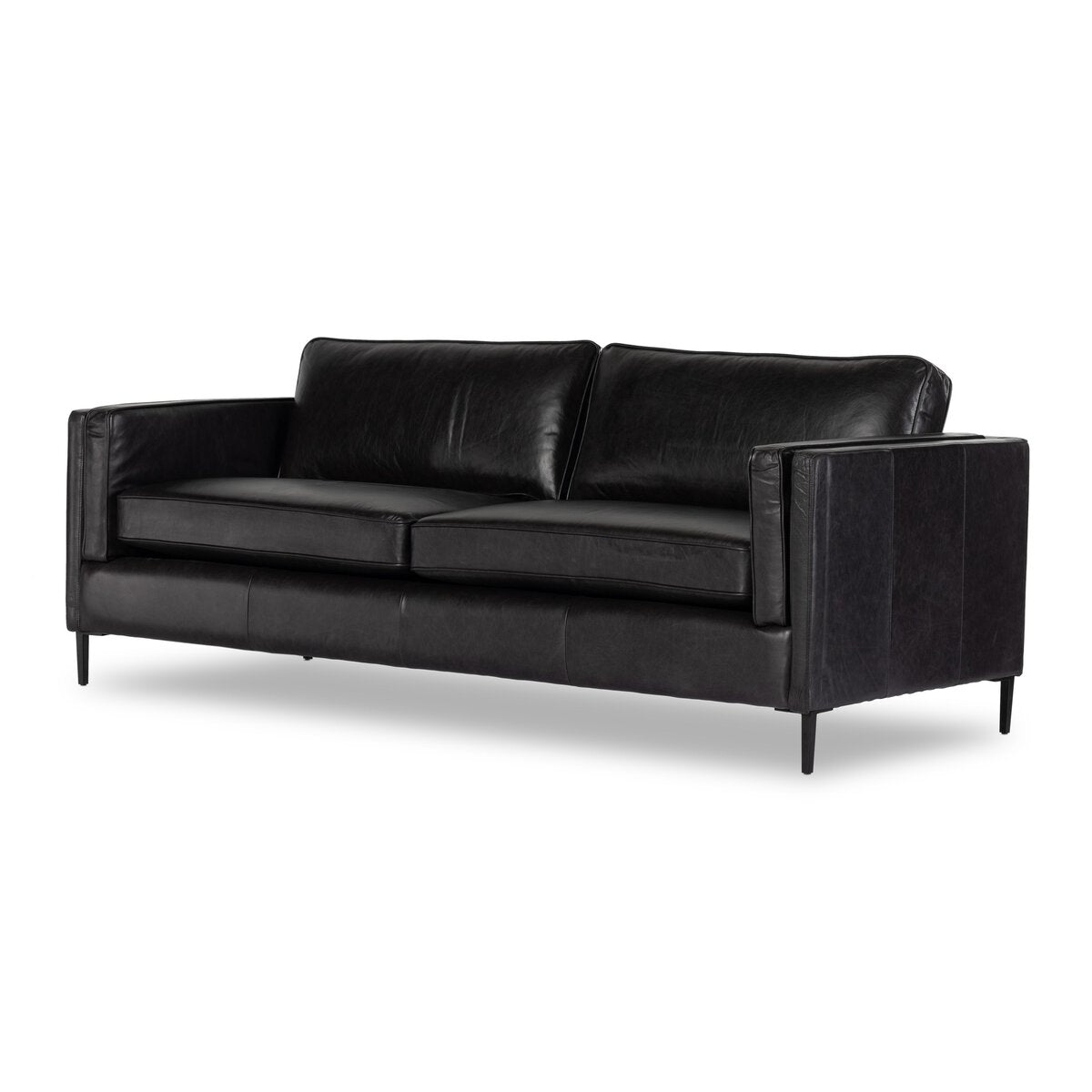 Distressed Velvet Sofa with Brass Legs