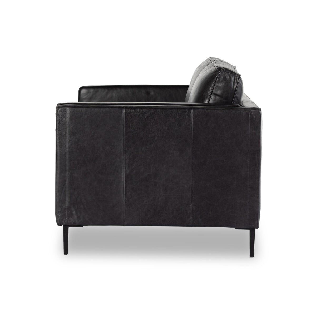 Distressed Velvet Sofa with Brass Legs
