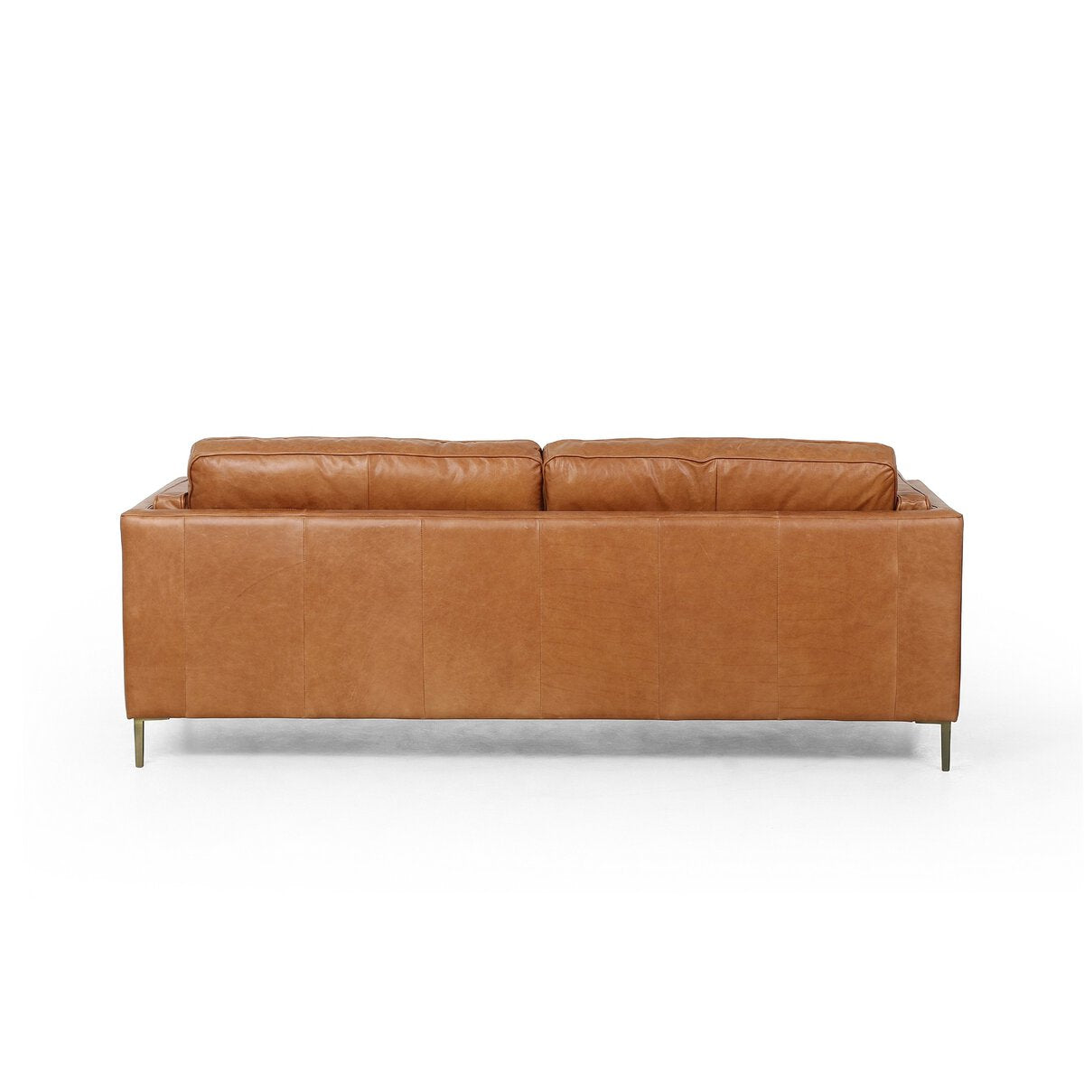 Distressed Velvet Sofa with Brass Legs