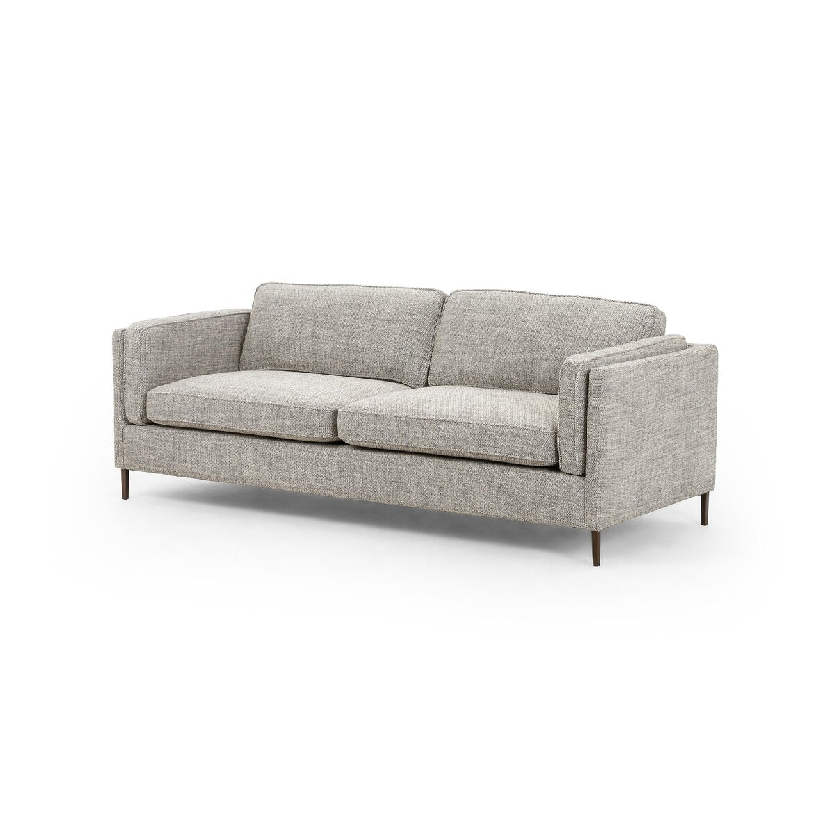 Distressed Velvet Sofa with Brass Legs