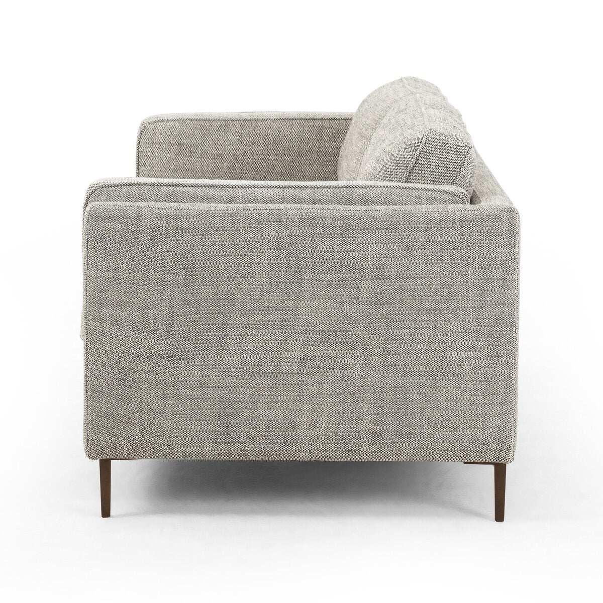 Distressed Velvet Sofa with Brass Legs