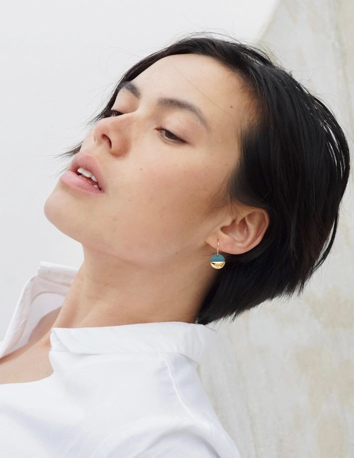 Flat Circle Earrings: Teal