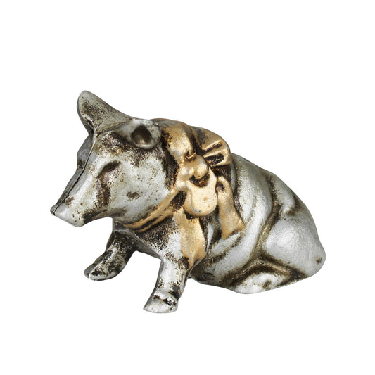 Pig with Ribbon Cast Iron Piggy Bank