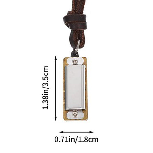 Mini Harmonica on Leather Necklace