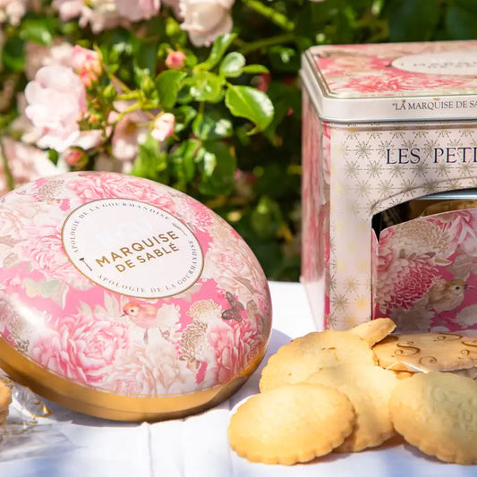 "Ecrin Trésor" Apricot Shortbread Cookies Round Tin