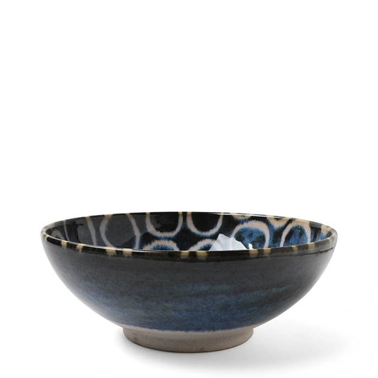 Rustic White Circles 8.5" Shallow Bowl