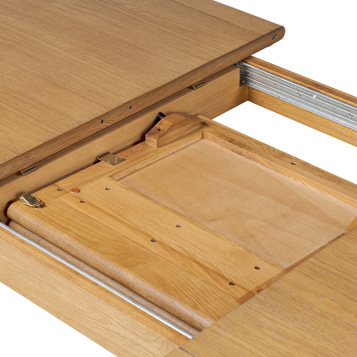 Acacia Wood Extendable Rectangular Dining Table with Iron Accents