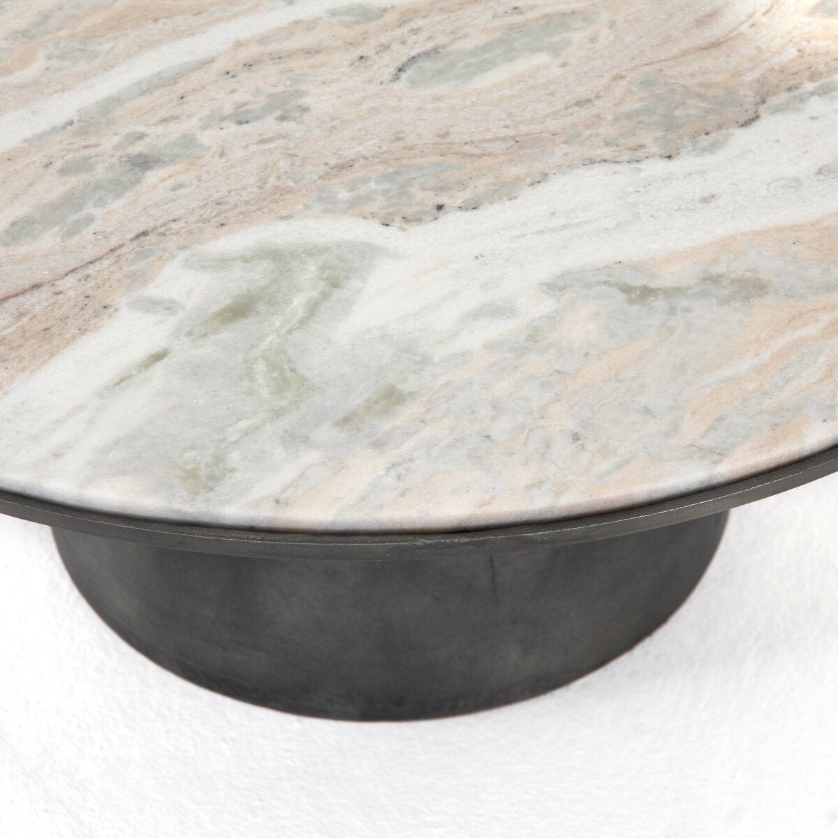 Round Marble Coffee Table with Semi Sphere Base