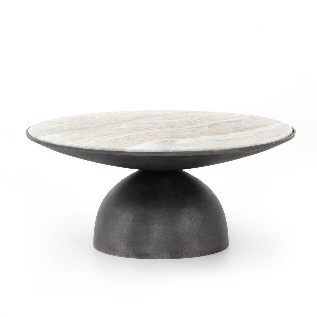 Round Marble Coffee Table with Semi Sphere Base