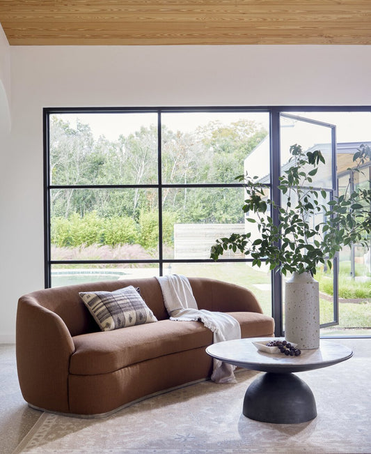 Round Marble Coffee Table with Semi Sphere Base