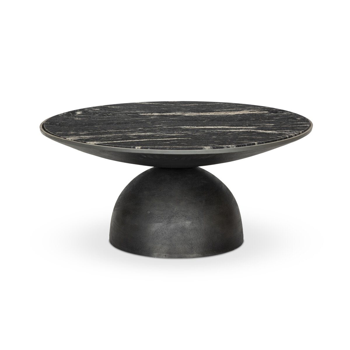 Round Marble Coffee Table with Semi Sphere Base