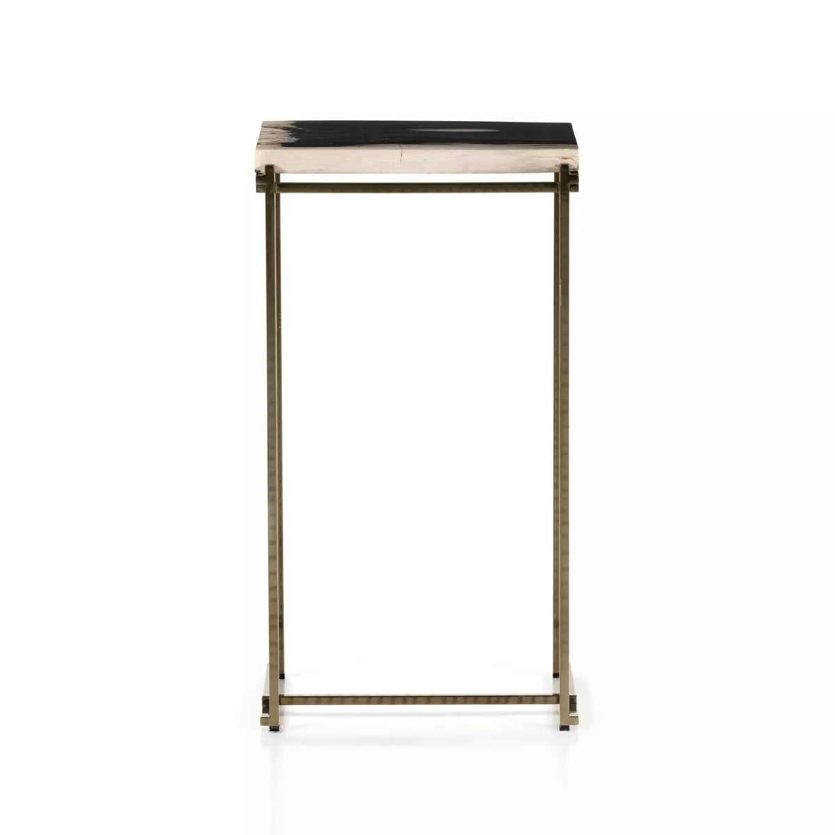 Floating Petrified Wood and Brass End Table