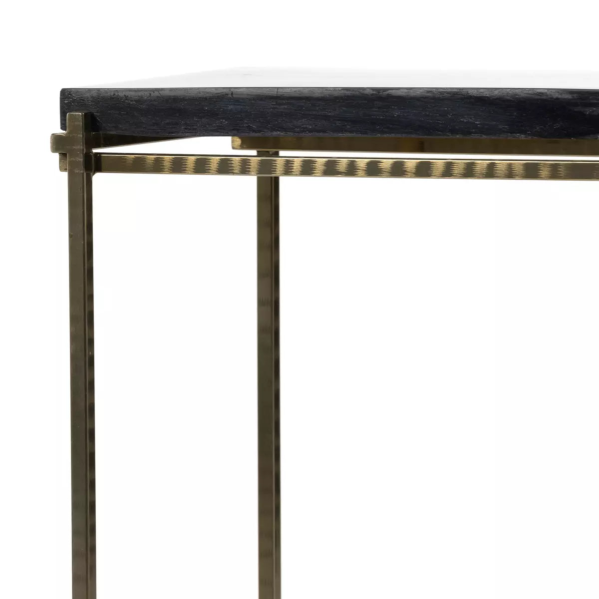 Floating Petrified Wood and Brass End Table