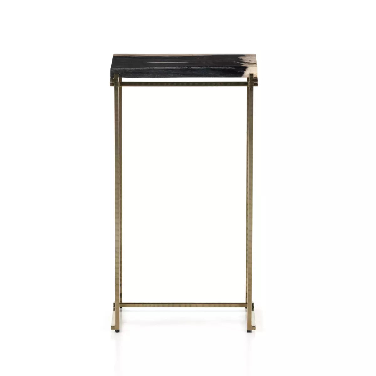 Floating Petrified Wood and Brass End Table