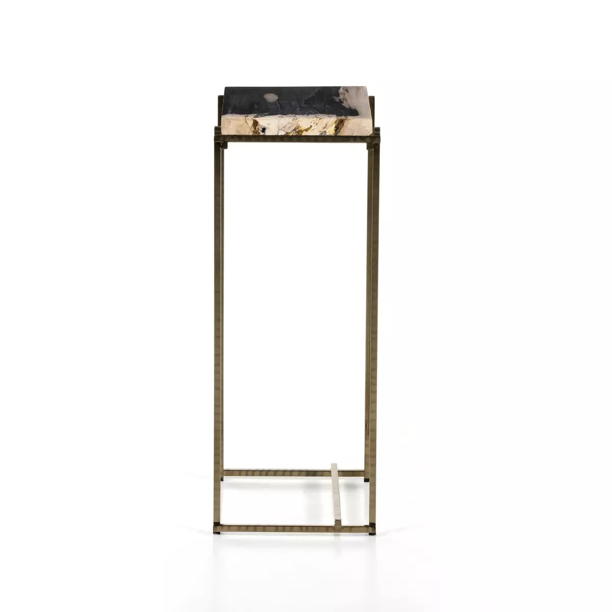 Floating Petrified Wood and Brass End Table