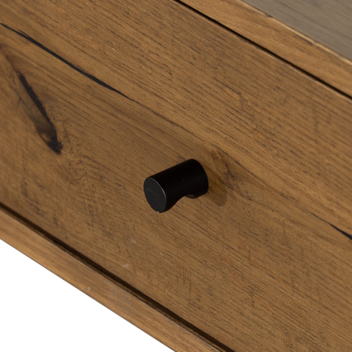 Two Drawer Oak and Iron Coffee Table