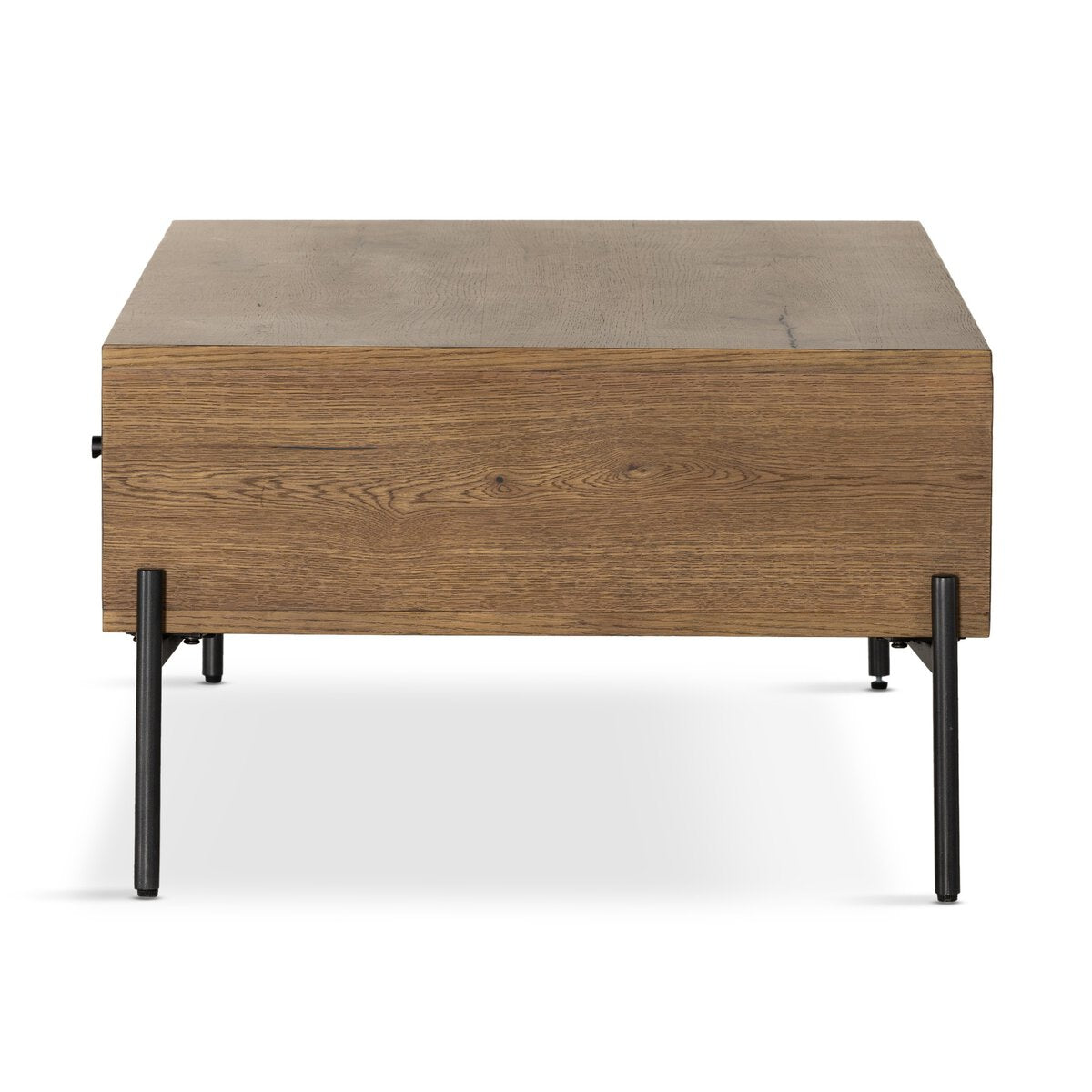 Two Drawer Oak and Iron Coffee Table