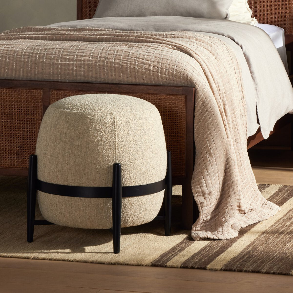 Round Iron Frame Ottoman