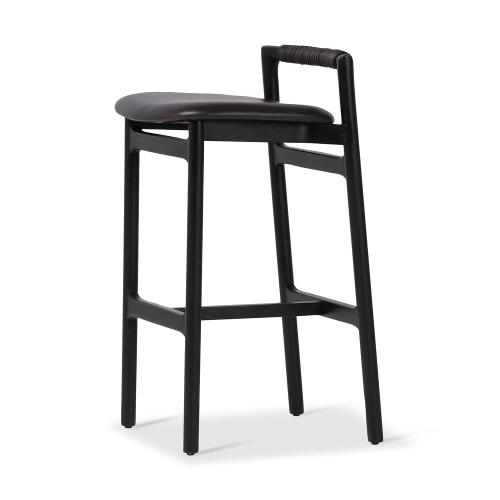 Low Back Leather Wrap Stool