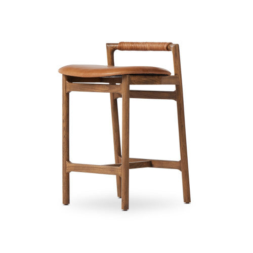 Low Back Leather Wrap Stool