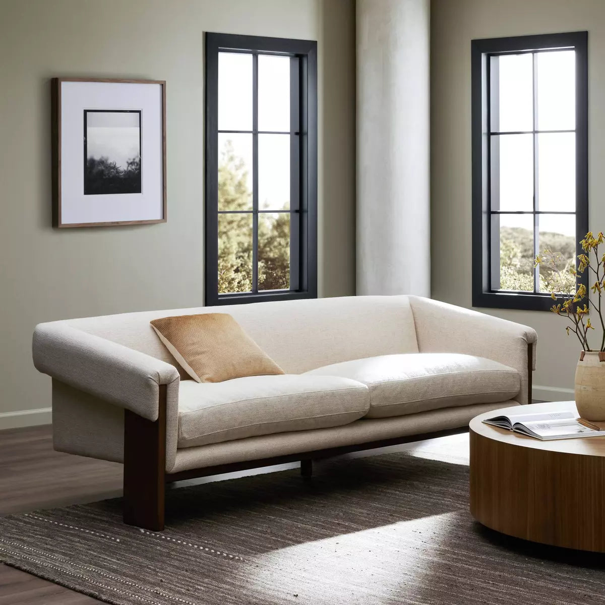 Floating Leather and Beech Sofa