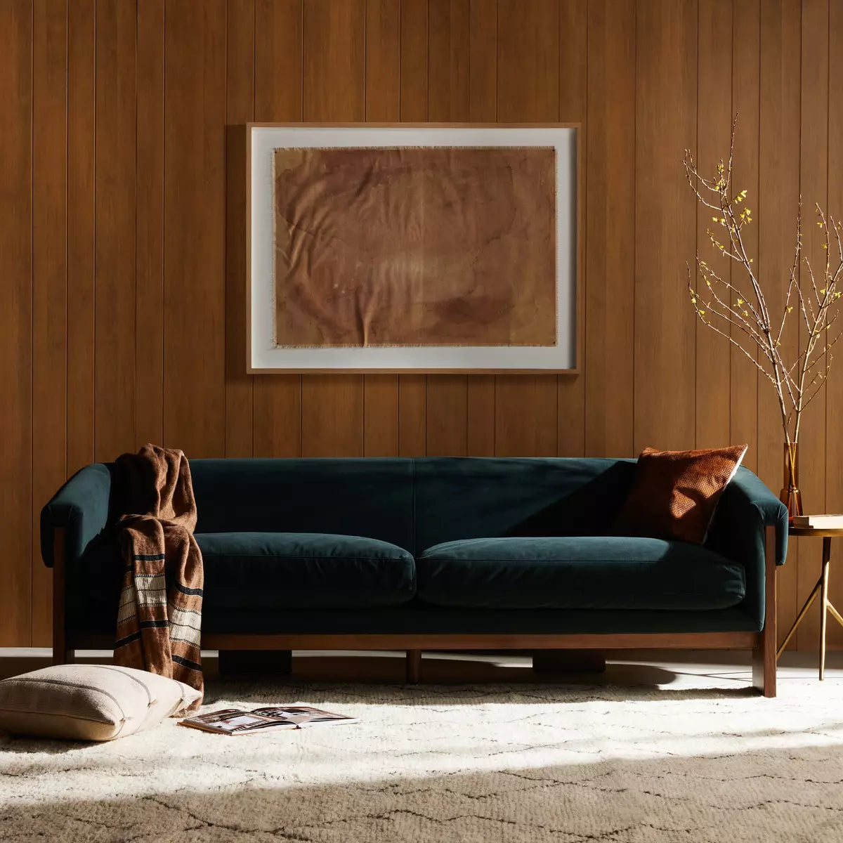 Floating Leather and Beech Sofa