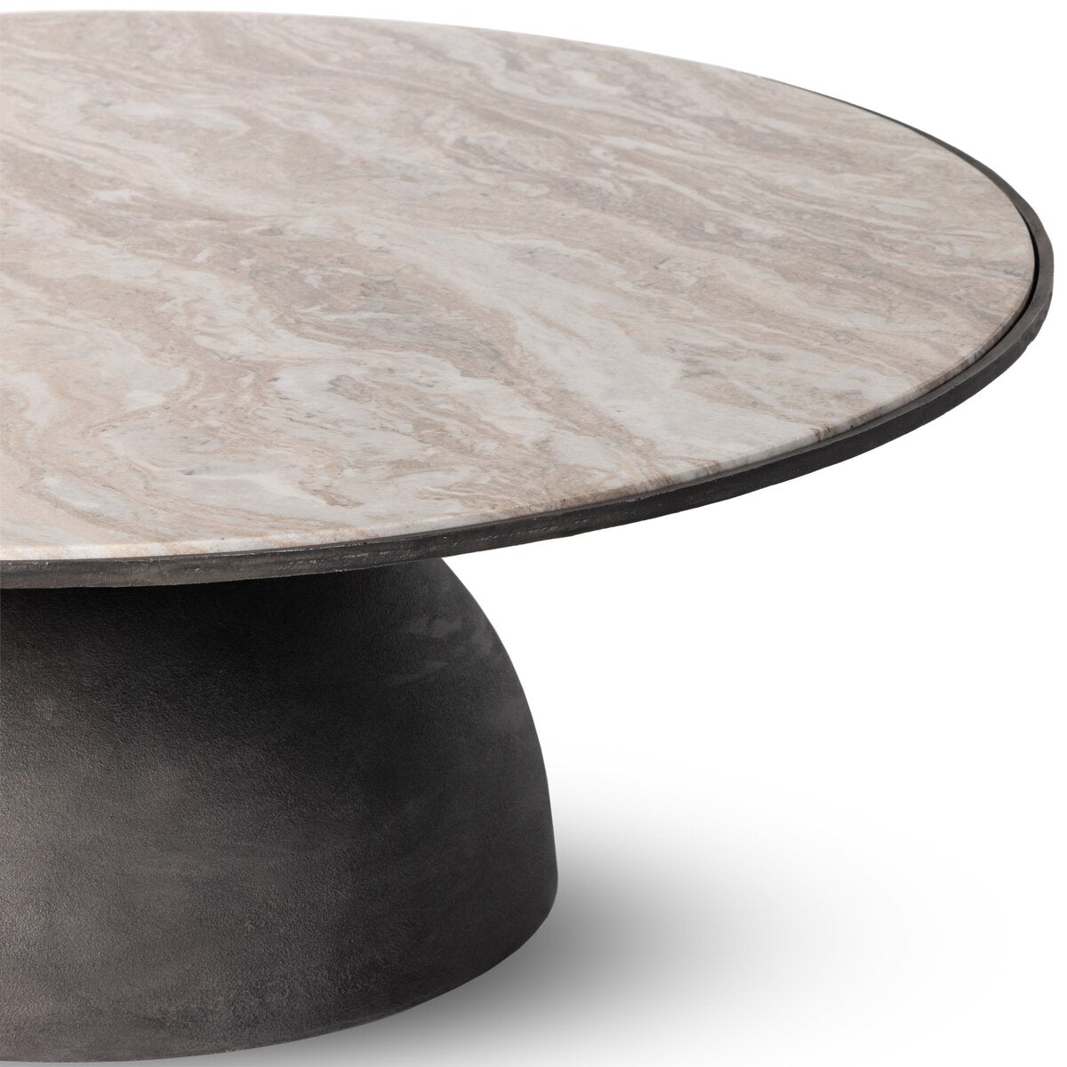 Round Marble Coffee Table with Semi Sphere Base