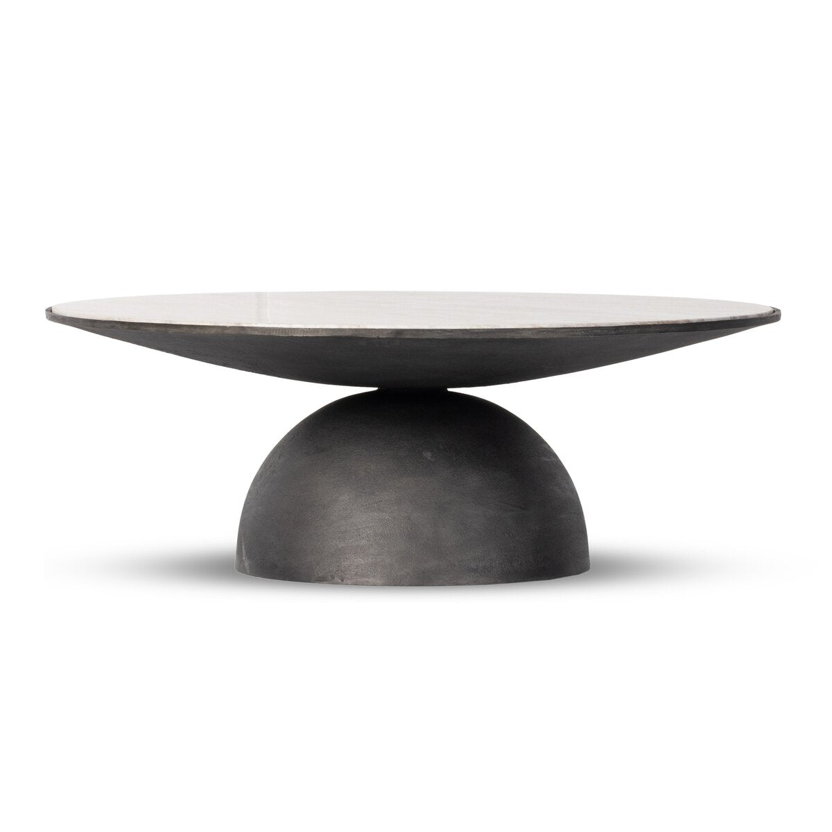 Round Marble Coffee Table with Semi Sphere Base